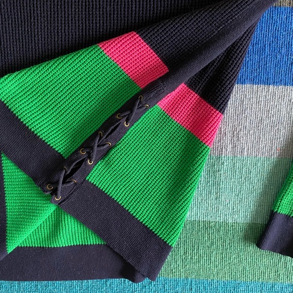 Lauren Ralph Lauren Brightly Striped Sweater M - Picture 2 of 3